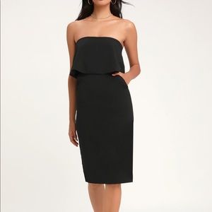 Lulus Lots of Love Black Strapless Midi Dress